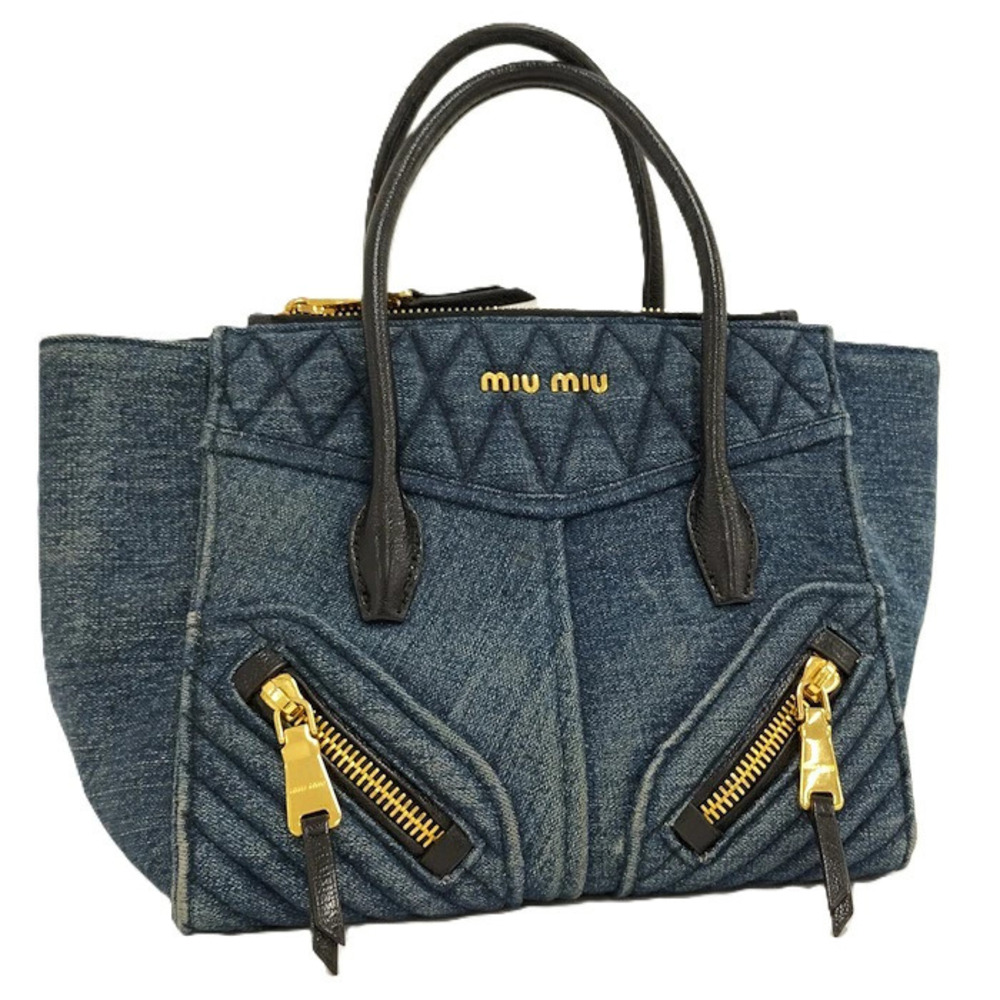 Miu Miu Handbag Biker Denim Blue